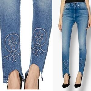 HALE by AG Piper Sculpted High Rise Embroidered Raw Hem Skinny Jeans